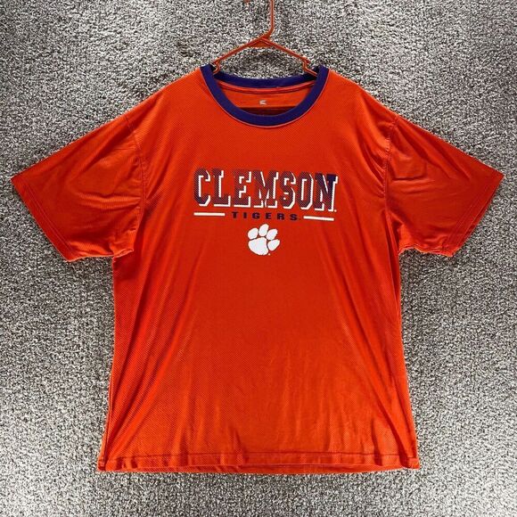 Clemon Tigers Shirt Mens 2XL XXL Orange Striped Athletic Colosseum NCAA Football - Picture 1 of 13